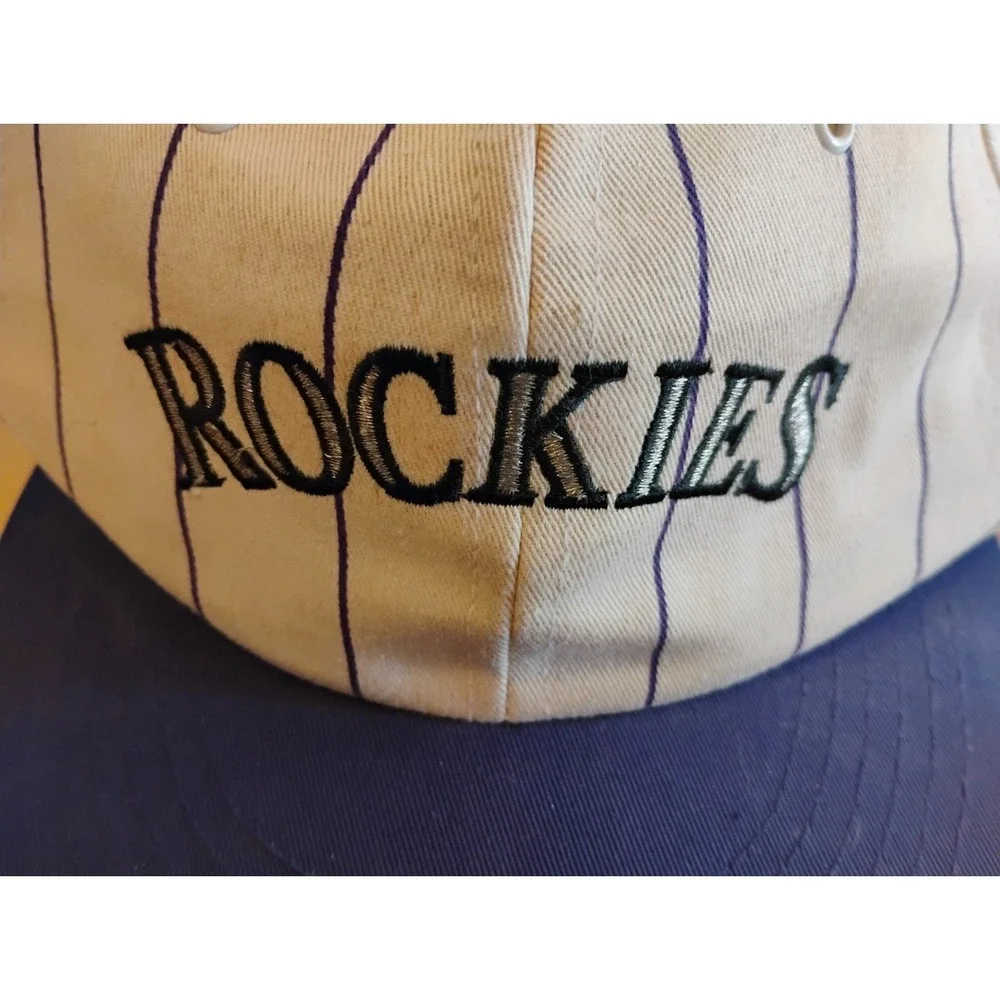 Colorado Rockies Denver Invesco Baseball Cap Snapback Hat Pin Stripe Vintage